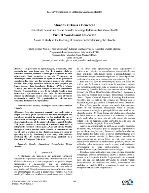 (PDF) Virtual Worlds and Education: A Case of Study in the Teaching of ...