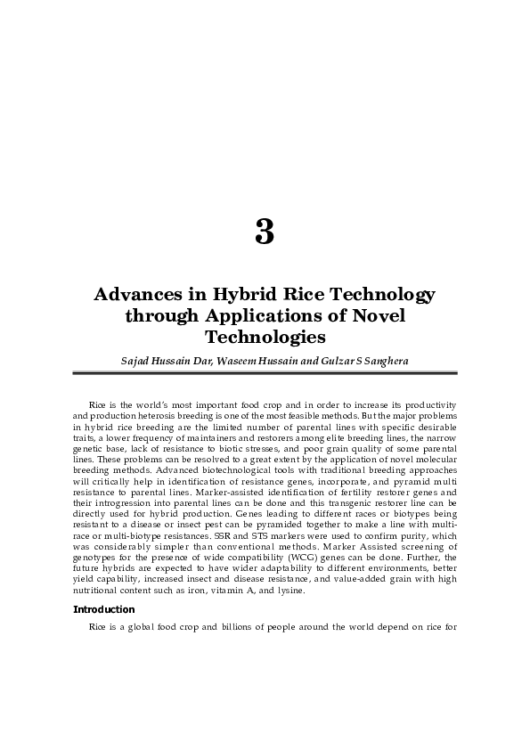 (PDF) Advances in Hybrid Rice Technology through Applications of Novel ...