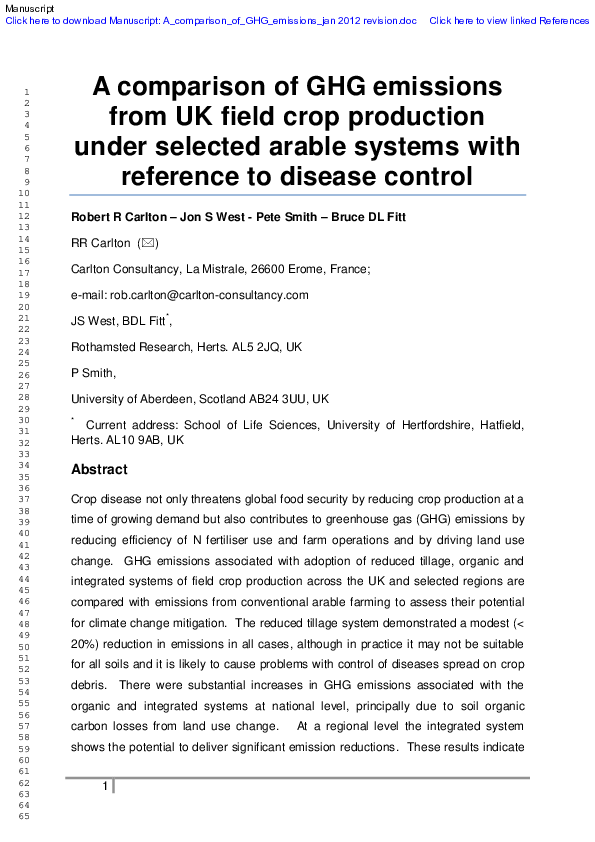 (PDF) A comparison of GHG emissions from UK field crop production under ...