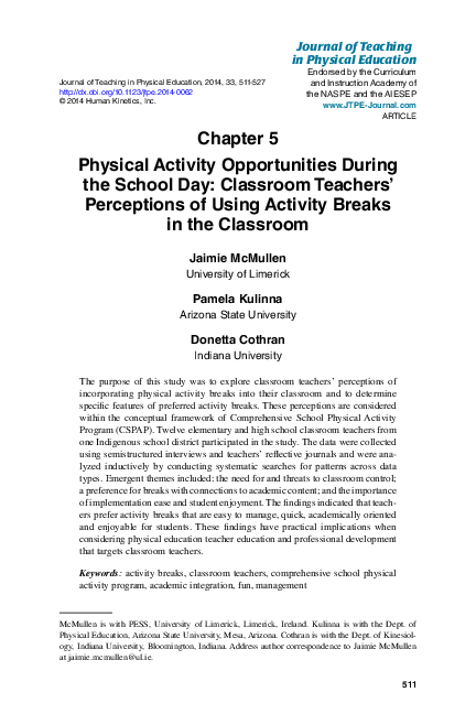 (PDF) Chapter 5 Physical Activity Opportunities During the School Day ...