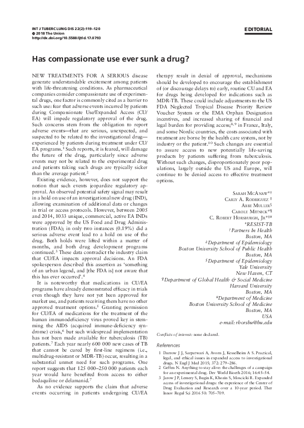 (PDF) Has compassionate use ever sunk a drug?