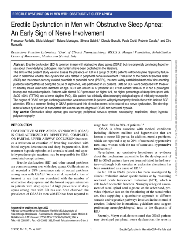 (PDF) Erectile dysfunction in men with obstructive sleep apnea syndrome ...