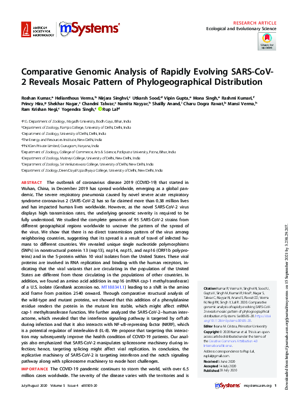 (PDF) Comparative Genomic Analysis of Rapidly Evolving SARS-CoV-2 ...