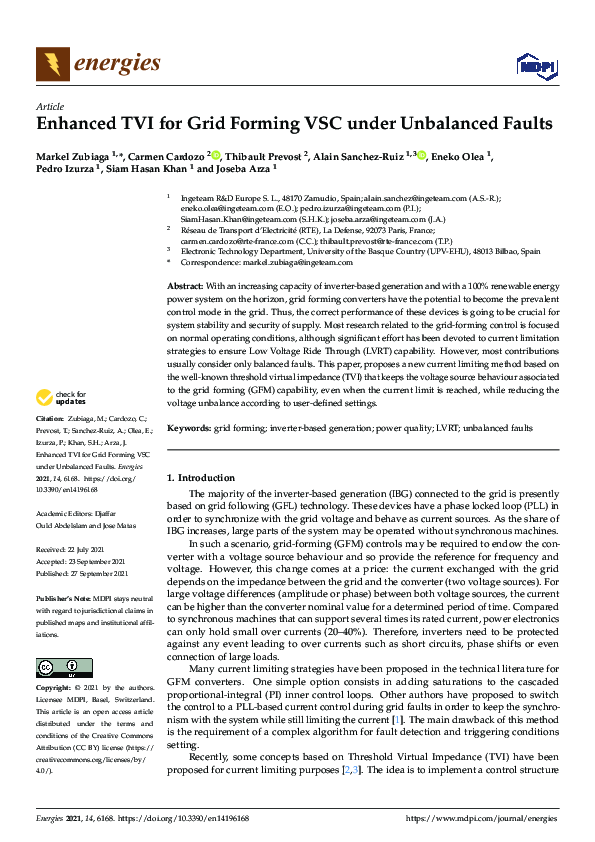 (PDF) Enhanced TVI for Grid Forming VSC under Unbalanced Faults