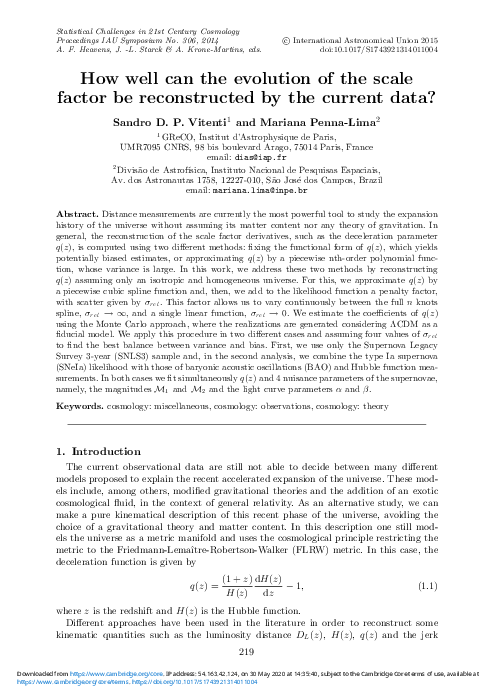 (PDF) How well can the evolution of the scale factor be reconstructed ...