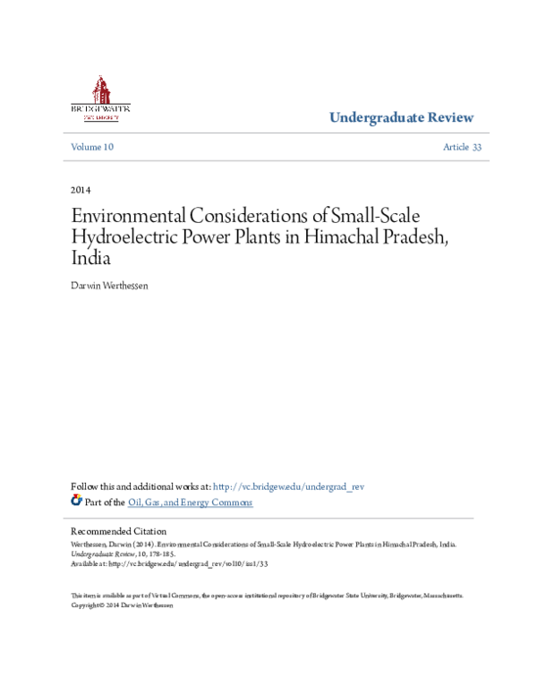(PDF) Environmental Considerations of Small-Scale Hydroelectric Power ...