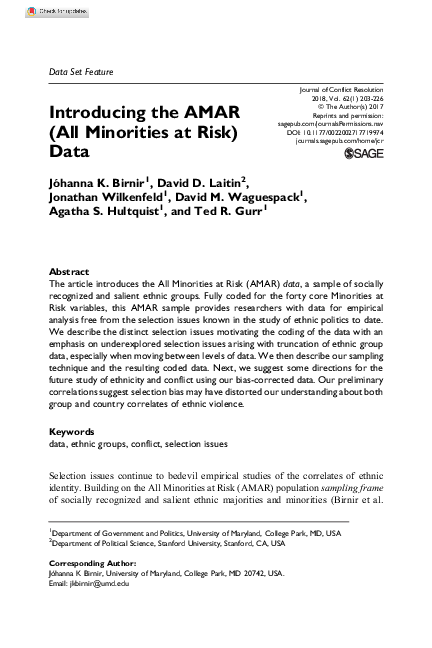 (PDF) Introducing the AMAR (All Minorities at Risk) Data