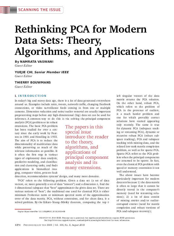 (PDF) Rethinking PCA for Modern Data Sets: Theory, Algorithms, and ...