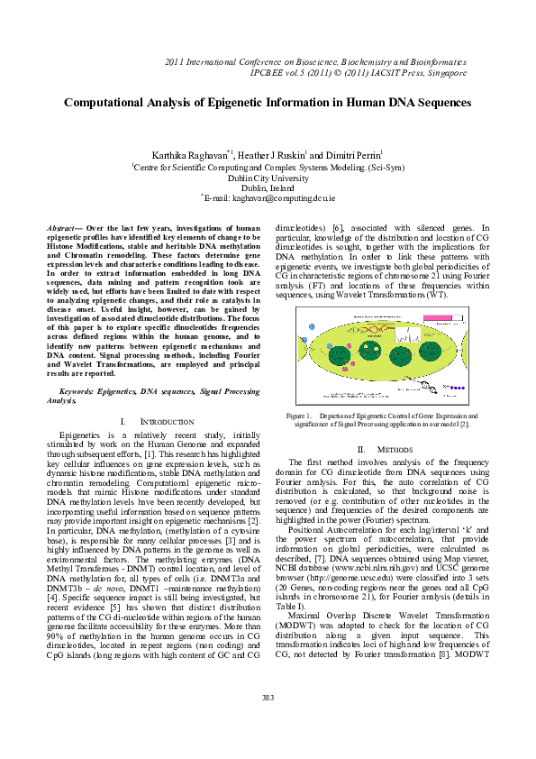 (PDF) Computational Analysis of Epigenetic Information in Human DNA ...