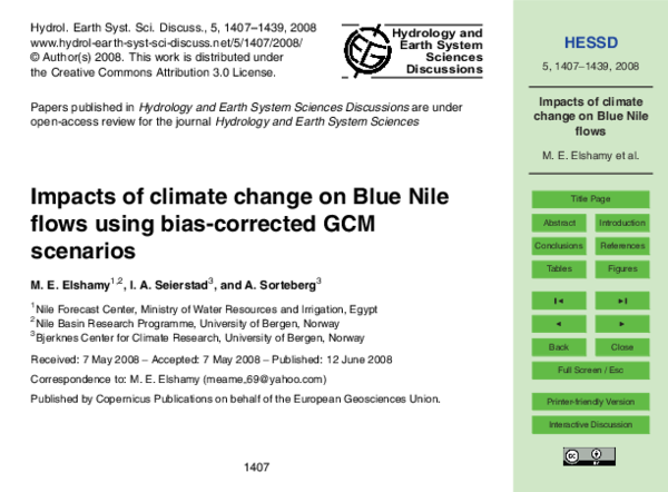 (PDF) Impacts of climate change on Blue Nile flows using bias-corrected ...