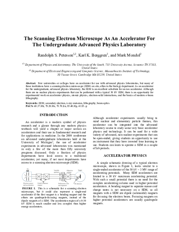 (PDF) The Scanning Electron Microscope As An Accelerator For The ...
