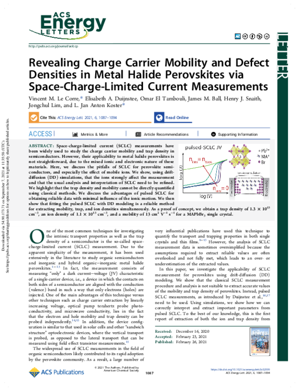 (PDF) Revealing Charge Carrier Mobility and Defect Densities in Metal ...