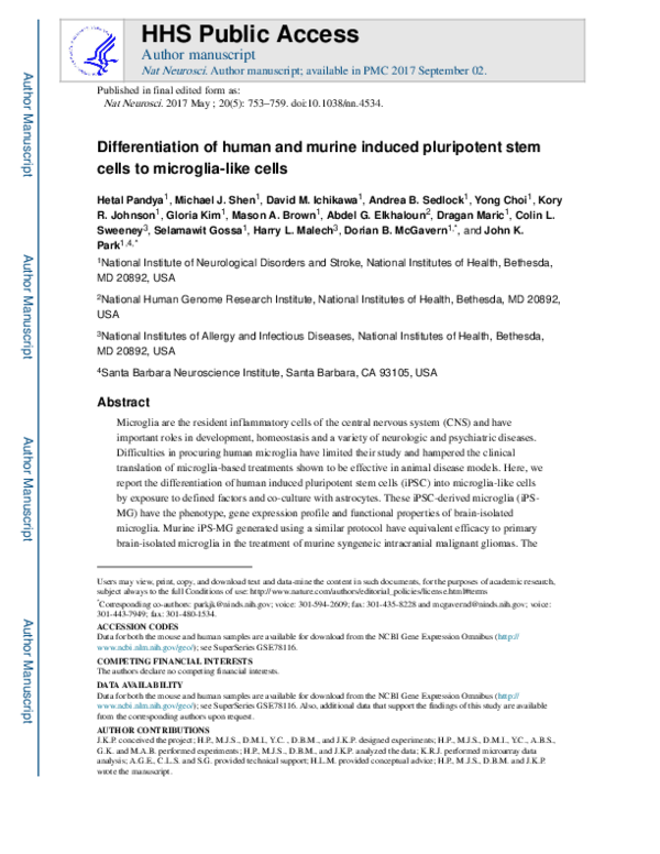 (PDF) Differentiation of human and murine induced pluripotent stem ...