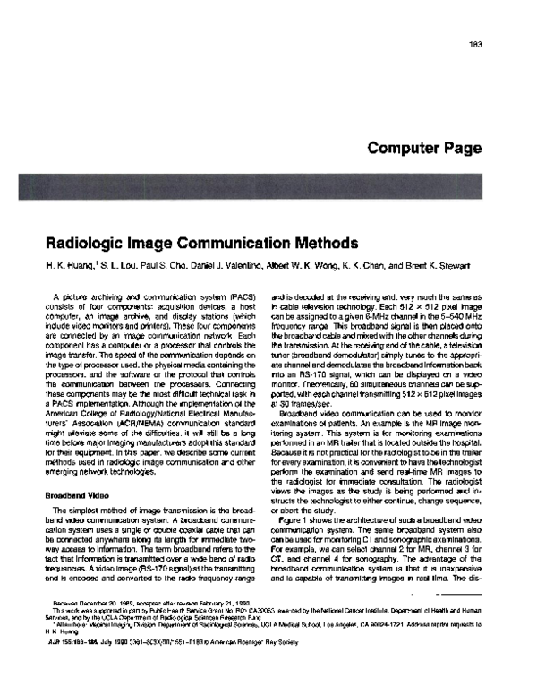 (PDF) Radiologic image communication methods