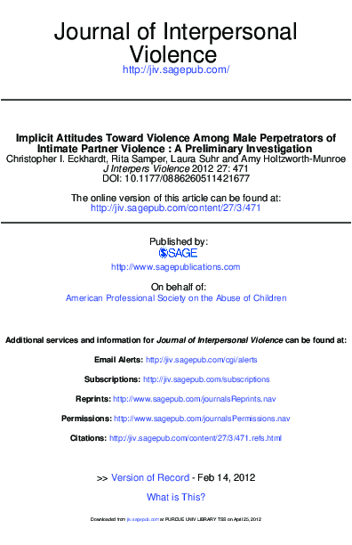 (PDF) Implicit Attitudes Toward Violence Among Male Perpetrators of ...