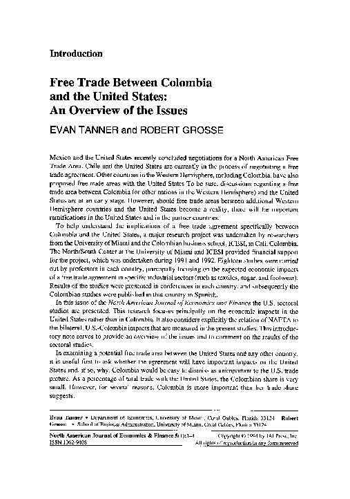 (PDF) Free trade between Colombia and the United States: An overview of ...