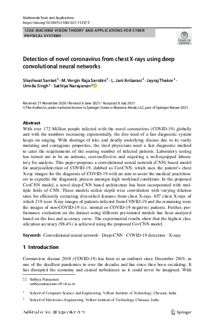 (PDF) Detection of novel coronavirus from chest X-rays using deep ...