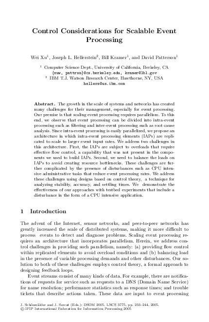 (PDF) Control Considerations for Scalable Event Processing