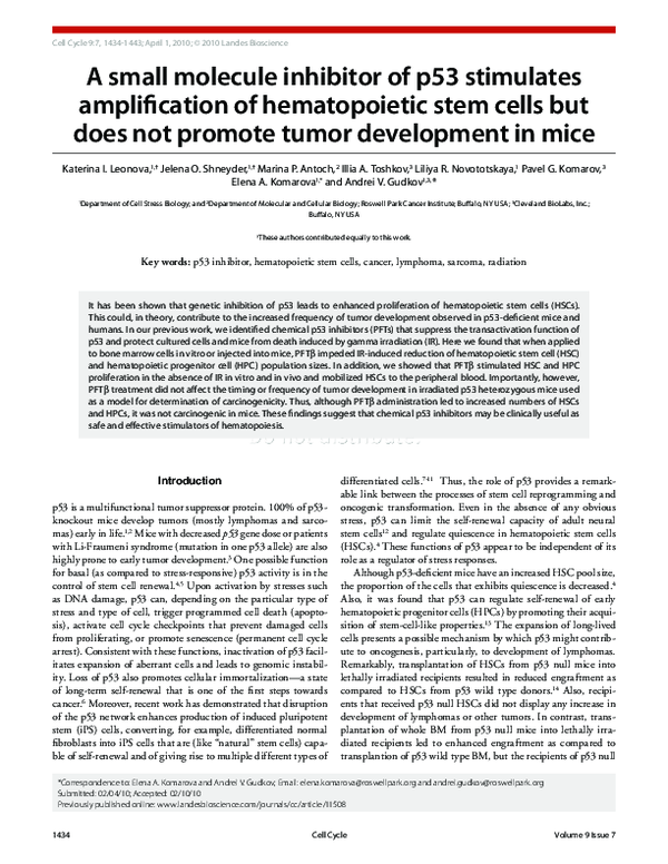 (PDF) A small molecule inhibitor of p53 stimulates amplification of ...