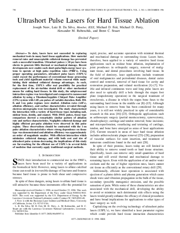 (PDF) Ultrashort pulse lasers for hard tissue ablation