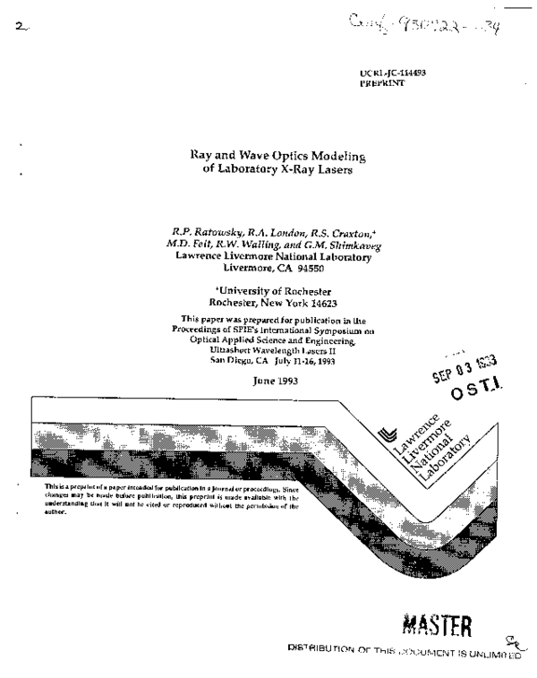 (PDF) Ray and wave optics modeling of laboratory x-ray lasers