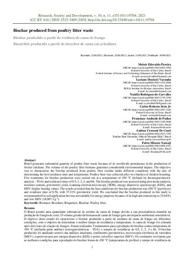 (PDF) Biochar produced from poultry litter waste