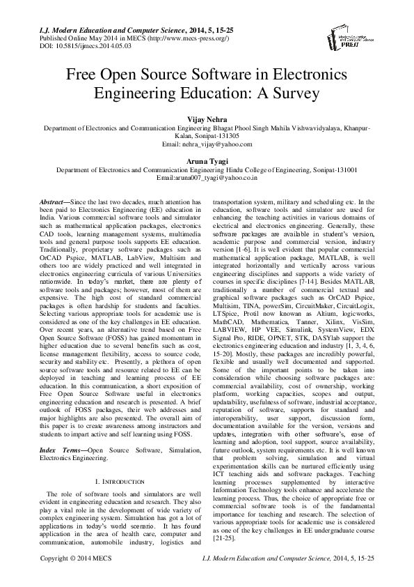 (PDF) Free Open Source Software in Electronics Engineering Education: A ...