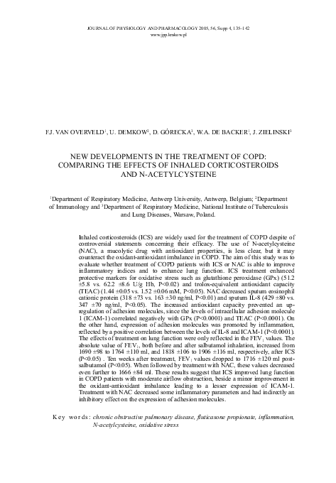 (PDF) New developments in the treatment of COPD: comparing the effects ...