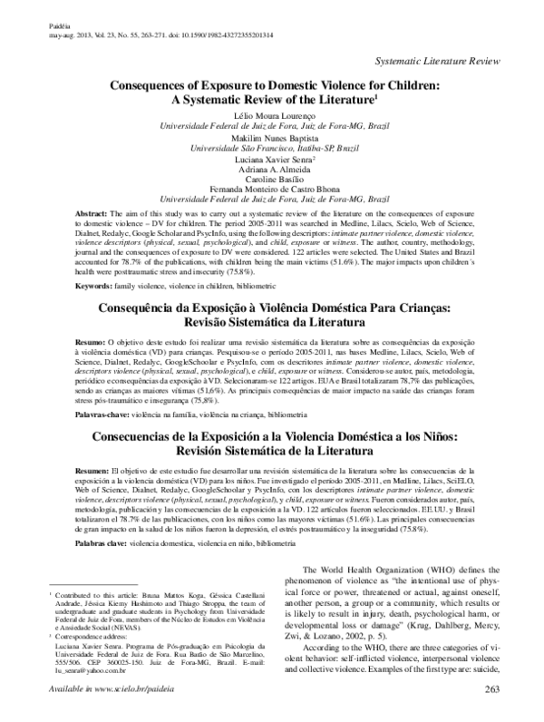 (PDF) Consequences of Exposure to Domestic Violence for Children: A ...