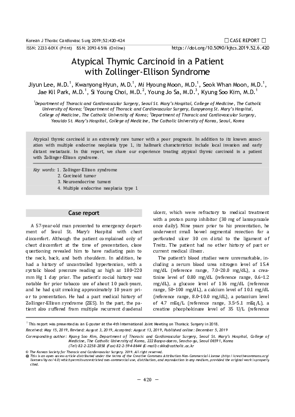 (PDF) Atypical Thymic Carcinoid in a Patient with Zollinger-Ellison ...