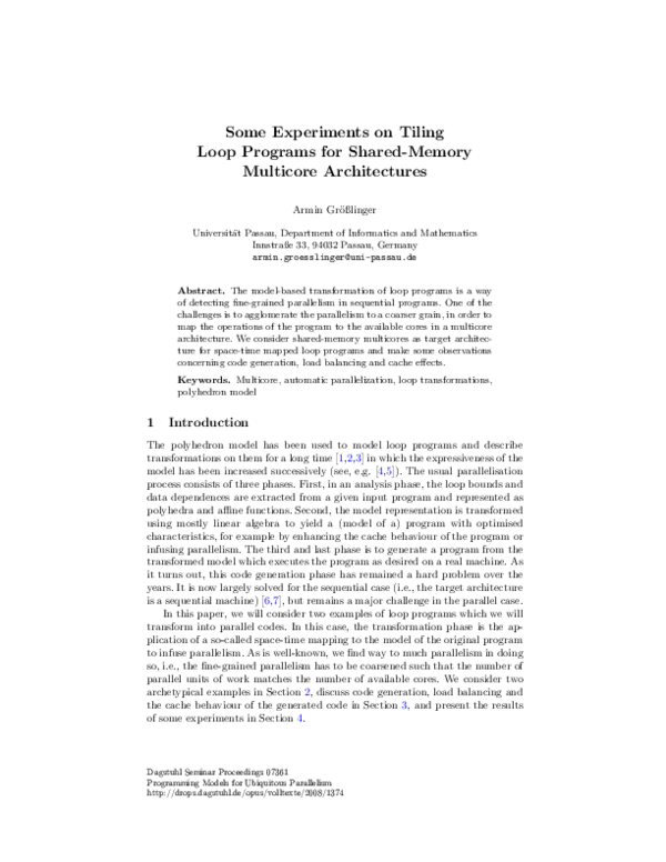 (PDF) Some Experiments on Tiling Loop Programs for Shared-Memory ...