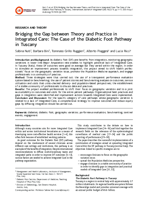 (PDF) Bridging the Gap between Theory and Practice in Integrated Care ...