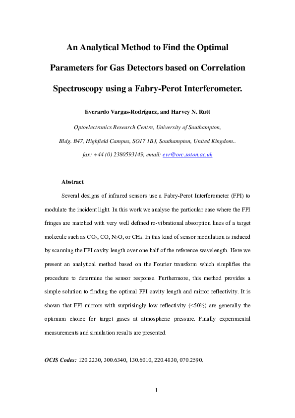 (PDF) Analytical method to find the optimal parameters for gas ...
