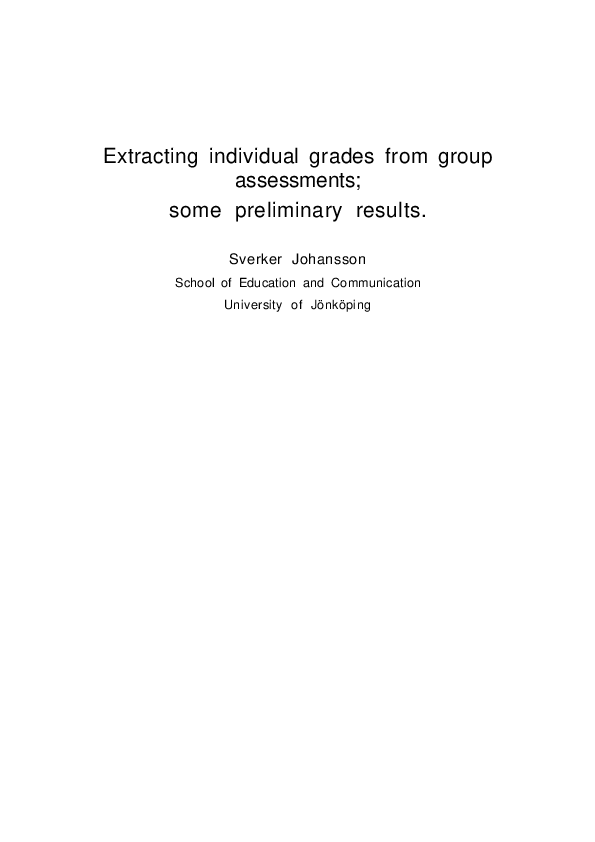 (PDF) Extracting individual grades from group assessments; some ...