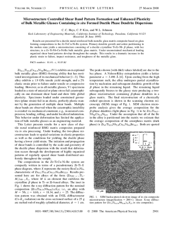 (PDF) Microstructure Controlled Shear Band Pattern Formation and ...