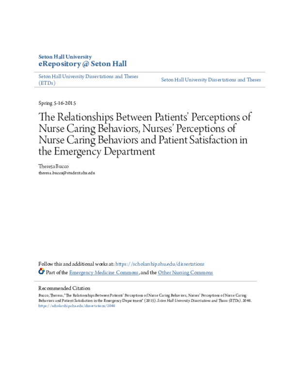 (PDF) The Relationships Between Patients’ Perceptions of Nurse Caring ...
