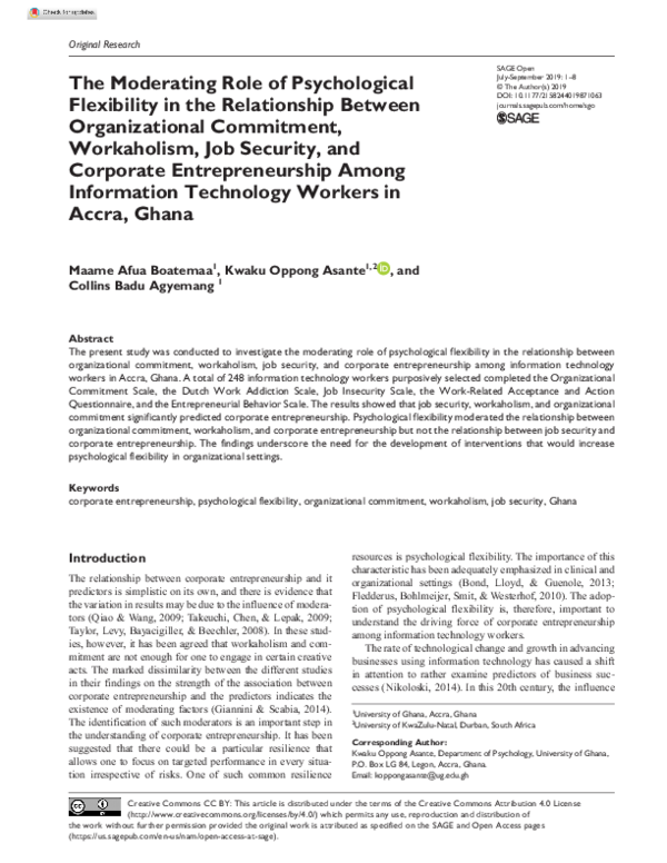 (PDF) The Moderating Role of Psychological Flexibility in the ...