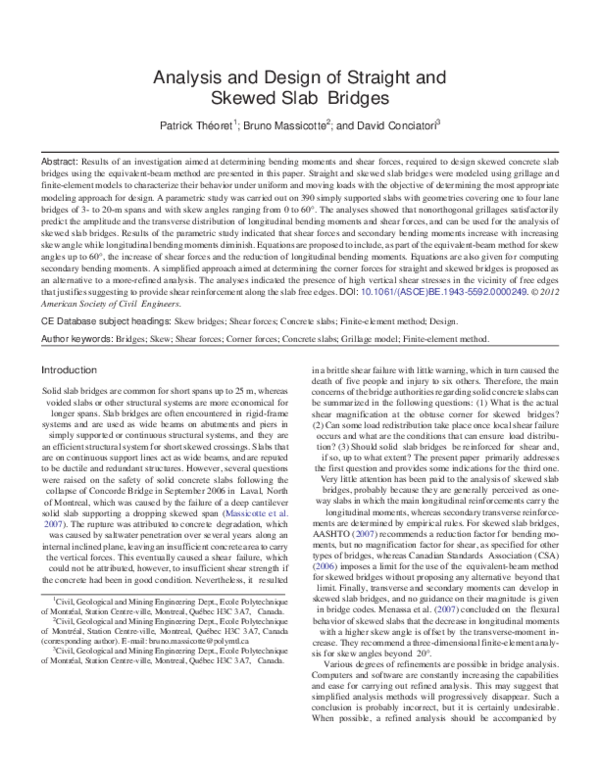 (PDF) Analysis and Design of Straight and Skewed Slab Bridges