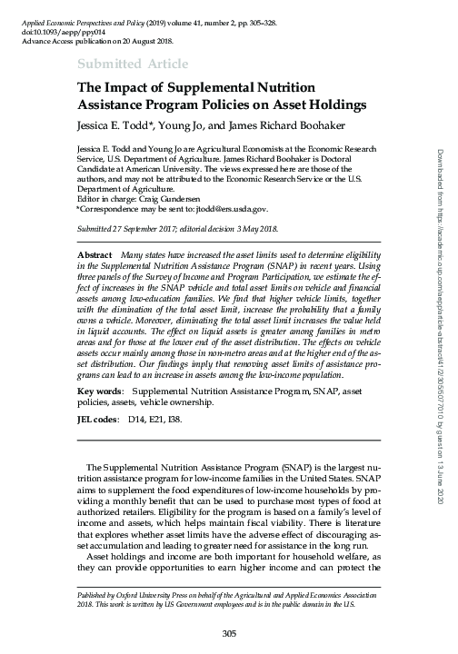 (PDF) The Impact of Supplemental Nutrition Assistance Program Policies ...