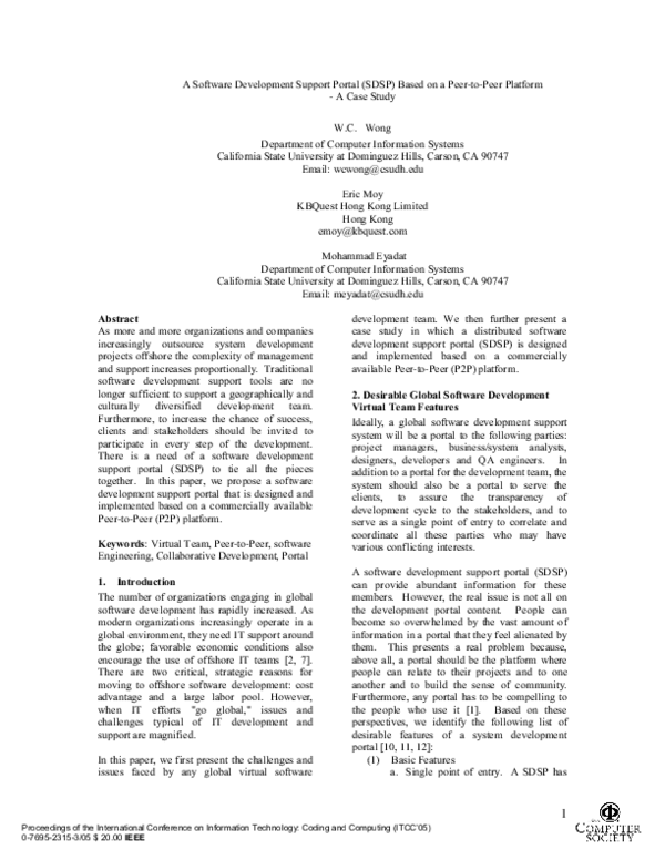 (PDF) A software development support portal (SDSP) based on a peer-to ...