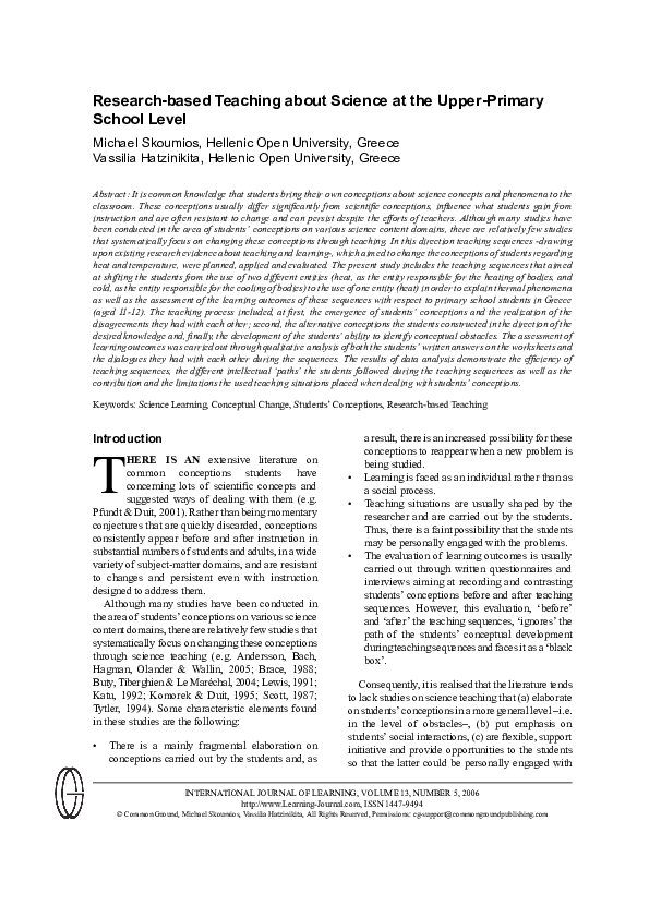 (PDF) Research-based Teaching about Science at the Upper