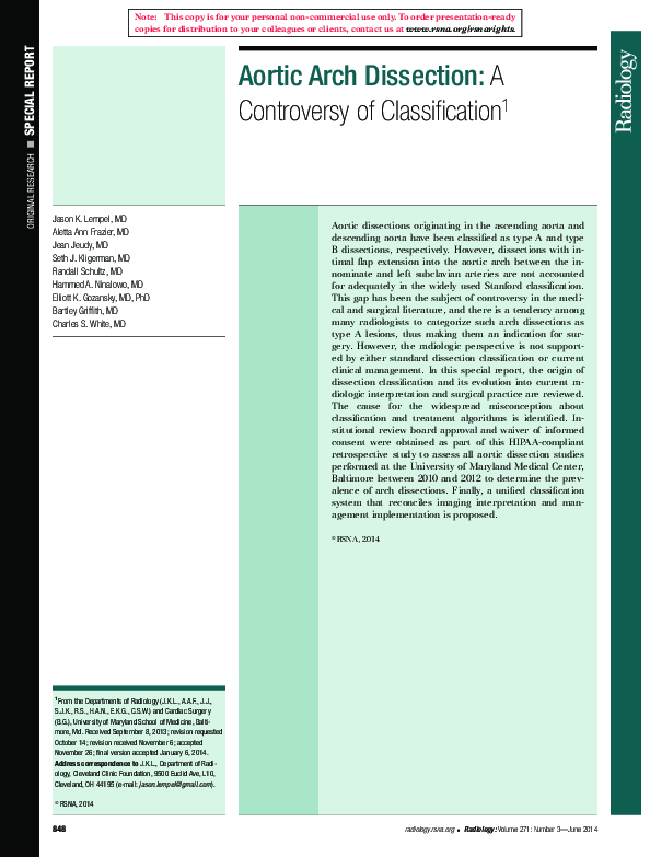 (PDF) Aortic Arch Dissection: A Controversy of Classification
