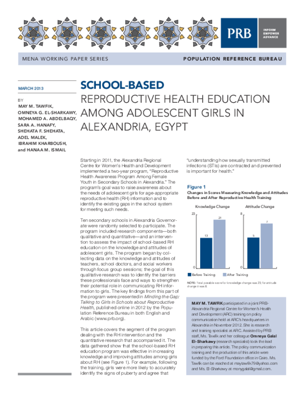 (PDF) School-Based Reproductive Health Education Among Adolescent Girls ...
