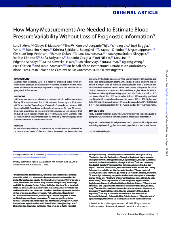 (PDF) How Many Measurements Are Needed to Estimate Blood Pressure ...