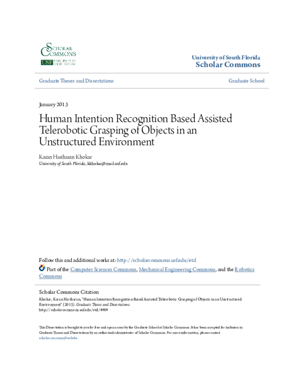 (PDF) Human Intention Recognition Based Assisted Telerobotic Grasping ...