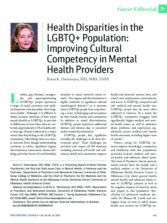 (PDF) Health Disparities in the LGBTQ+ Population: Improving Cultural ...