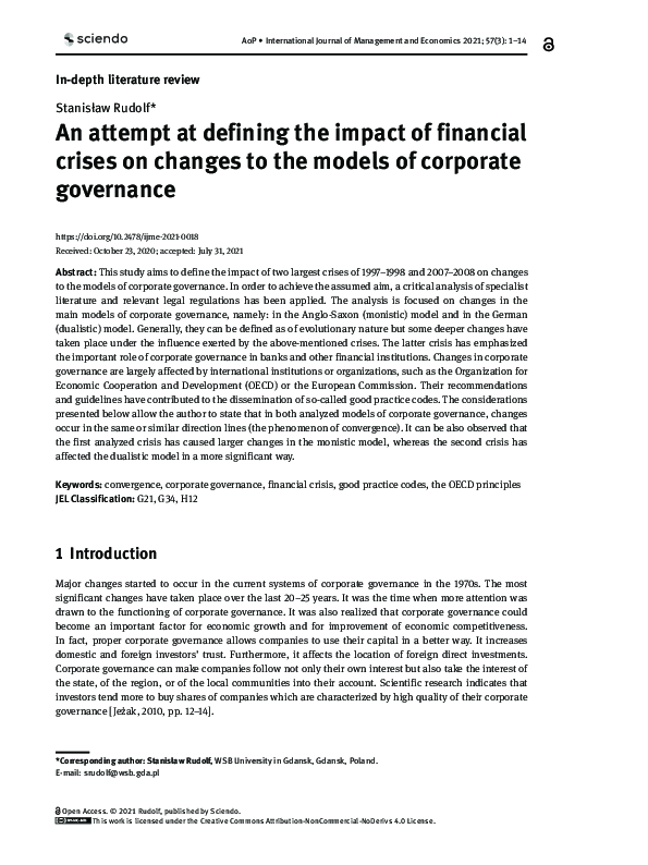 (PDF) An attempt at defining the impact of financial crises on changes ...