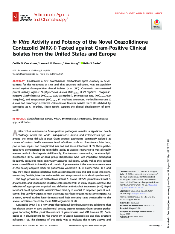 (PDF) In Vitro Activity and Potency of the Novel Oxazolidinone ...