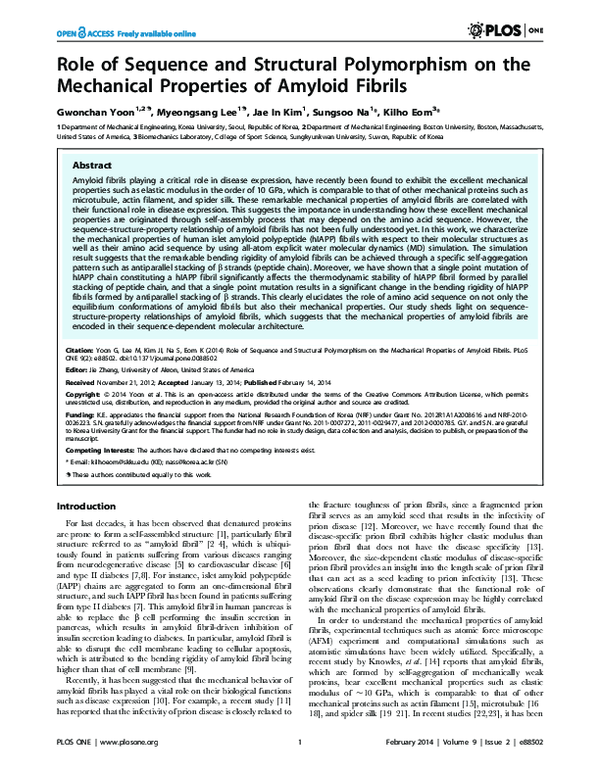 (PDF) Role of Sequence and Structural Polymorphism on the Mechanical ...