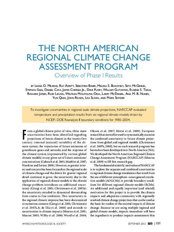 (PDF) The North American Regional Climate Change Assessment Program ...